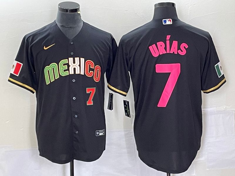 Men 2023 World Cub Mexico #7 Urias Black pink Nike MLB Jersey4